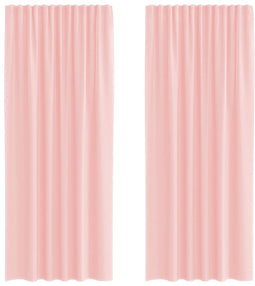 vidaXL - Gordijnen - met - lussen - 2 - st - 140x245 - cm - roze