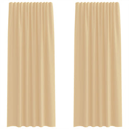 vidaXL - Gordijnen - met - lussen - 2 - st - 140x245 - cm - zand