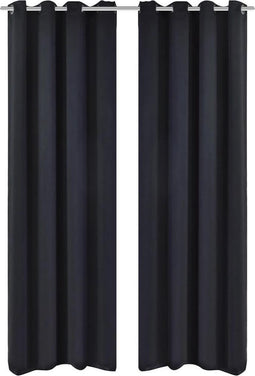 vidaXL - Gordijnen - met - metalen - ringen - 135 - x - 245 - cm - 2 - stuks - (zwart)