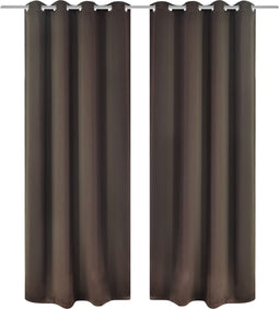 vidaXL - Gordijnen - met - metalen - ringen - 135 - x - 245 - cm - 2 - stuks - (bruin)