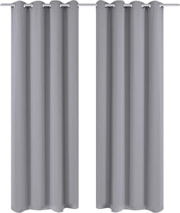 vidaXL - Gordijnen - met - metalen - ringen - verduisterend - 135x175 - grijs - 2 - st