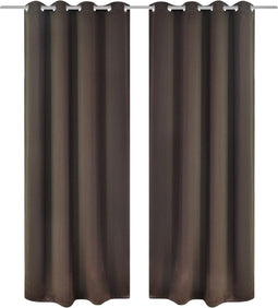 vidaXL - Gordijnen - met - metalen - ringen - verduisterend - 135x175 - bruin - 2 - st