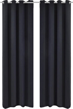vidaXL - Gordijnen - met - metalen - ringen - verduisterend - 135x175 - cm - zwart - 2 - st