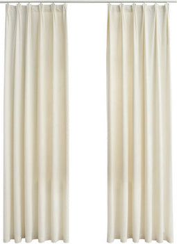 vidaXL - Gordijnen - verduisterend - 2 - st - met - haken - 140x175 - cm - fluweel - crème