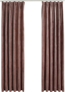 vidaXL - Gordijnen - verduisterend - 2 - st - met - haken - 140x225 - cm - fluweel - roze