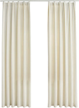 vidaXL - Gordijnen - verduisterend - 2 - st - met - haken - 140x225 - cm - fluweel - crème