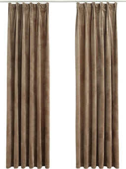 vidaXL - Gordijnen - verduisterend - 2 - st - met - haken - 140x245 - cm - fluweel - beige