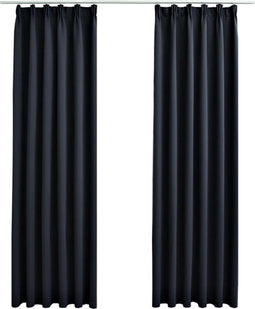 vidaXL - Gordijnen - verduisterend - met - haken - 2 - st - 140x175 - cm - antraciet