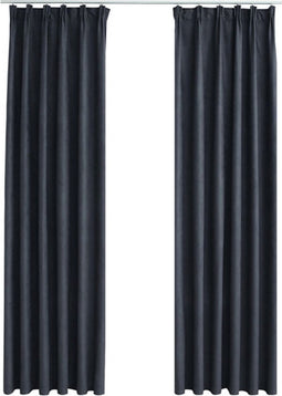 vidaXL - Gordijnen - verduisterend - met - haken - 2 - st - 140x175 - cm - antraciet