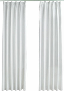 vidaXL - Gordijnen - verduisterend - met - haken - 2 - st - 140x175 - cm - gebroken - wit
