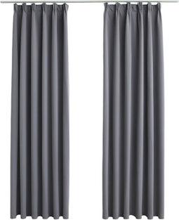 vidaXL - Gordijnen - verduisterend - met - haken - 2 - st - 140x175 - cm - grijs