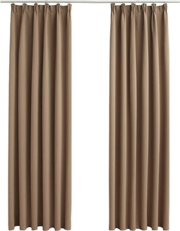 vidaXL - Gordijnen - verduisterend - met - haken - 2 - st - 140x175 - cm - taupe