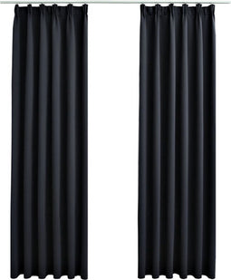 vidaXL - Gordijnen - verduisterend - met - haken - 2 - st - 140x175 - cm - zwart