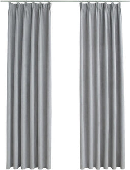 vidaXL - Gordijnen - verduisterend - met - haken - 2 - st - 140x175 - cm - grijs