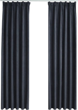 vidaXL - Gordijnen - verduisterend - met - haken - 2 - st - 140x225 - cm - antraciet