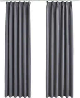 vidaXL - Gordijnen - verduisterend - met - haken - 2 - st - 140x225 - cm - grijs