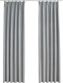 vidaXL - Gordijnen - verduisterend - met - haken - 2 - st - 140x225 - cm - grijs