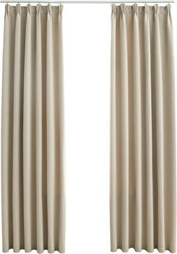 vidaXL - Gordijnen - verduisterend - met - haken - 2 - st - 140x225 - cm - beige