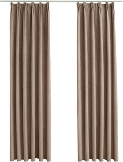 vidaXL - Gordijnen - verduisterend - met - haken - 2 - st - 140x225 - cm - taupe