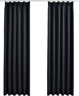 vidaXL - Gordijnen - verduisterend - met - haken - 2 - st - 140x245 - cm - zwart