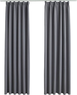 vidaXL - Gordijnen - verduisterend - met - haken - 2 - st - 140x245 - cm - grijs