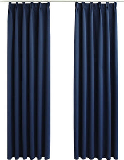 vidaXL - Gordijnen - verduisterend - met - haken - 2 - st - 140x245 - cm - blauw
