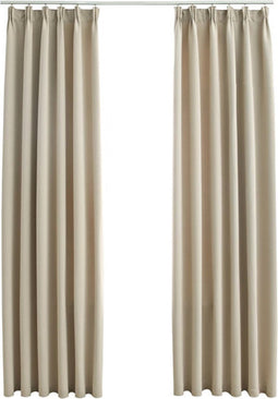 vidaXL - Gordijnen - verduisterend - met - haken - 2 - st - 140x245 - cm - beige