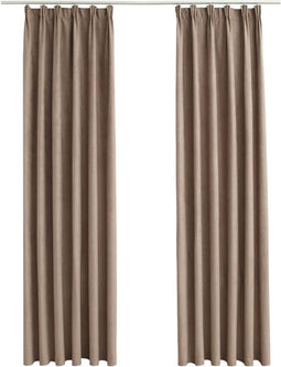 vidaXL - Gordijnen - verduisterend - met - haken - 2 - st - 140x245 - cm - taupe