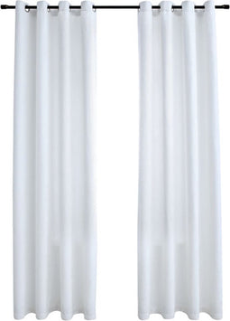 vidaXL - Gordijnen - verduisterend - met - ringen - 2 - st - 140x175 - cm - gebroken - wit