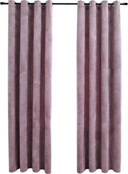 vidaXL - Gordijnen - verduisterend - met - ringen - 2 - st - 140x175 - cm - fluweel - roze
