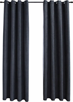 vidaXL - Gordijnen - verduisterend - met - ringen - 2 - st - 140x175 - cm - antraciet