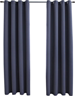 vidaXL - Gordijnen - verduisterend - met - ringen - 2 - st - 140x225 - cm - antraciet