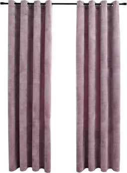 vidaXL - Gordijnen - verduisterend - met - ringen - 2 - st - 140x225 - cm - fluweel - roze