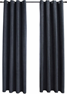 vidaXL - Gordijnen - verduisterend - met - ringen - 2 - st - 140x225 - cm - antraciet