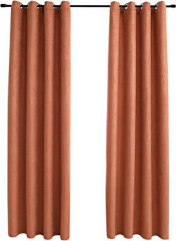vidaXL - Gordijnen - verduisterend - met - ringen - 2 - st - 140x245 - cm - roestkleur