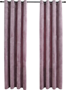 vidaXL - Gordijnen - verduisterend - met - ringen - 2 - st - 140x245 - cm - fluweel - roze