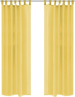 vidaXL - Gordijnen - voile - 140x175 - cm - geel - 2 - st