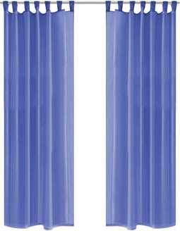 vidaXL - Gordijnen - voile - 140x225 - cm - koningsblauw - 2 - st