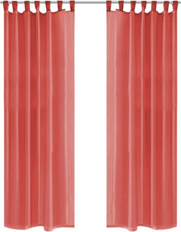 vidaXL - Gordijnen - voile - 140x225 - cm - rood - 2 - st