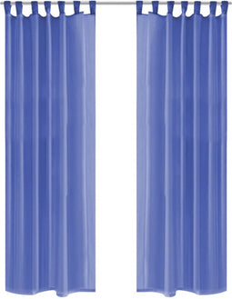 vidaXL - Gordijnen - voile - 140x245 - cm - koningsblauw - 2 - st