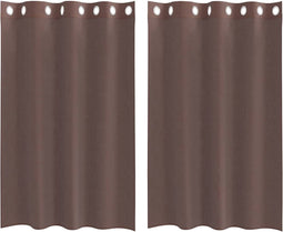 vidaXL - Gordijnen - voile - met - doorvoertules - 2 - st - 140x175 - cm - bruin