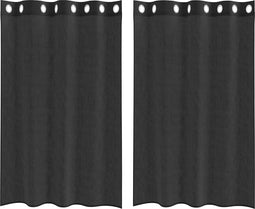 vidaXL - Gordijnen - Voile - met - doorvoertules - 2 - st - 140x175 - cm - zwart