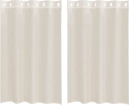 vidaXL - Gordijnen - voile - met - doorvoertules - 2 - st - 140x175 - cm - crèmekleurig