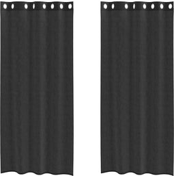 vidaXL - Gordijnen - voile - met - doorvoertules - 2 - st - 140x225 - cm - zwart