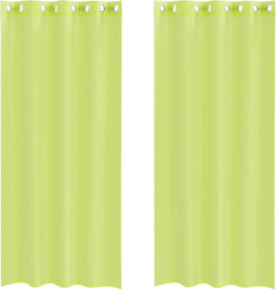 vidaXL - Gordijnen - voile - met - doorvoertules - 2 - st - 140x225 - cm - appelgroen