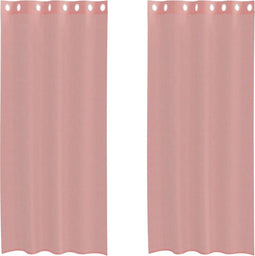 vidaXL - Gordijnen - voile - met - doorvoertules - 2 - st - 140x245 - cm - roze