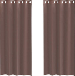 vidaXL - Gordijnen - Voile - met - doorvoertules - 2 - st - 140x245 - cm - bruin
