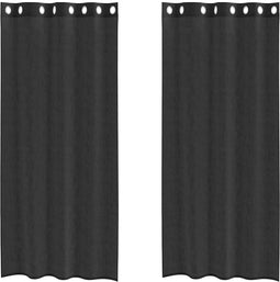 vidaXL - Gordijnen - voile - met - doorvoertules - 2 - st - 140x245 - cm - zwart