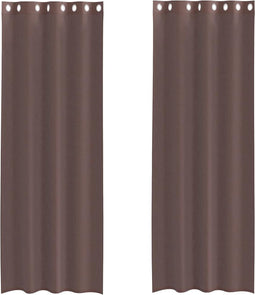 vidaXL - Gordijnen - voile - met - doorvoertules - 2 - st - 140x260 - cm - bruin
