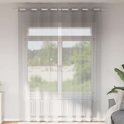 vidaXL - Gordijnen - voile - met - doorvoertules - 2 - st - 140x260 - cm - lichtgrijs